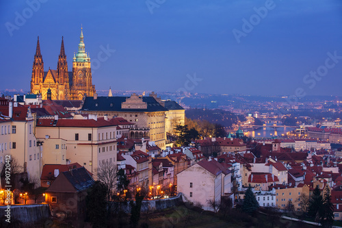 Hradcany with Prague castle during twilight © gornostaj