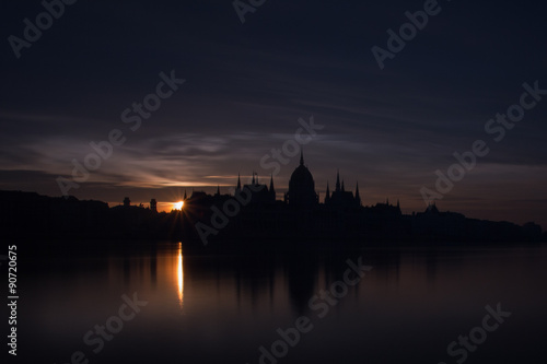 Budapest parliament building in sunrise. Hungary