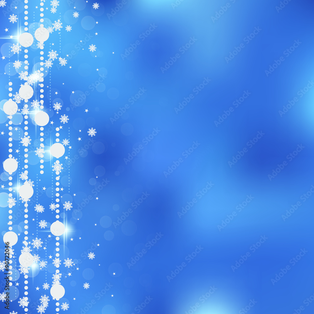 Christmas and New Year blurry blue vector background