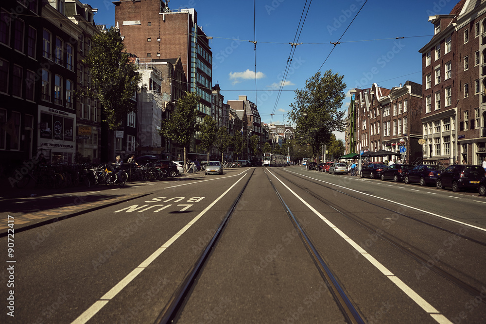 Linha de eléctrico em Amsterdão