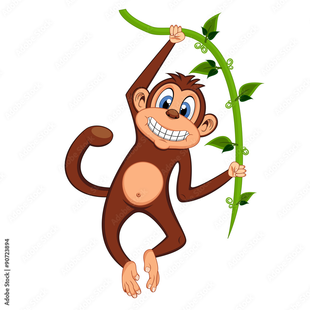 Monkey swinging on vines Stock Vector | Adobe Stock