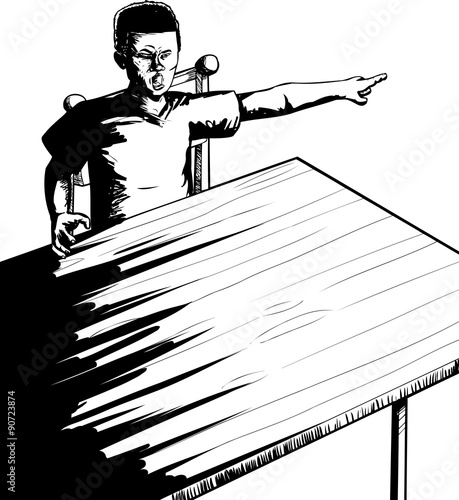 Outlne of Yelling Teen at Table