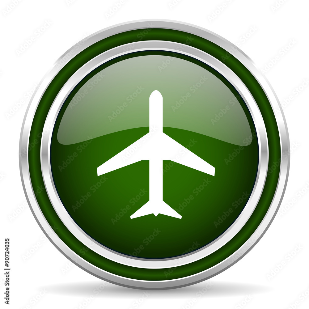 plane green glossy web icon