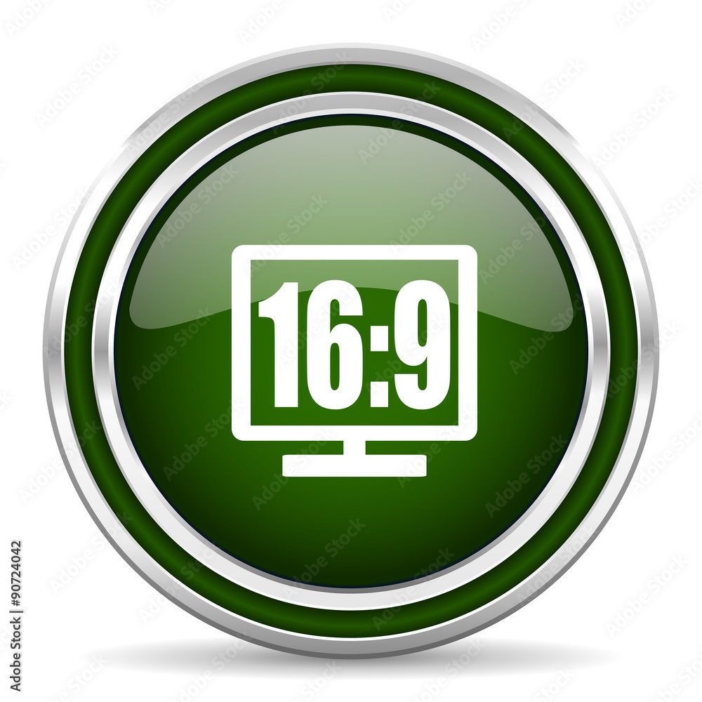16 9 display green glossy web icon 16 9 display green glossy web icon