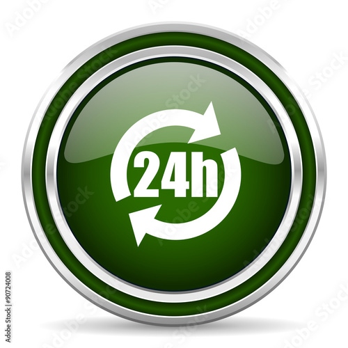 24h green glossy web icon