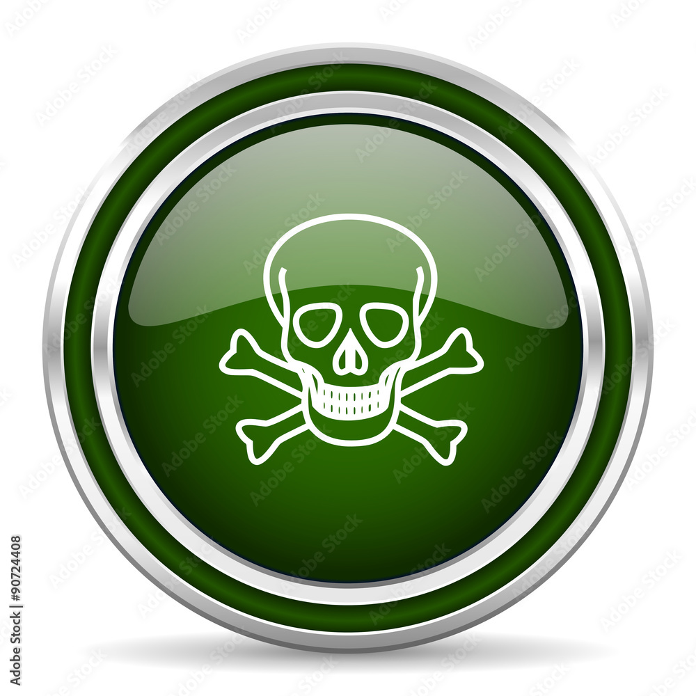 skull green glossy web icon