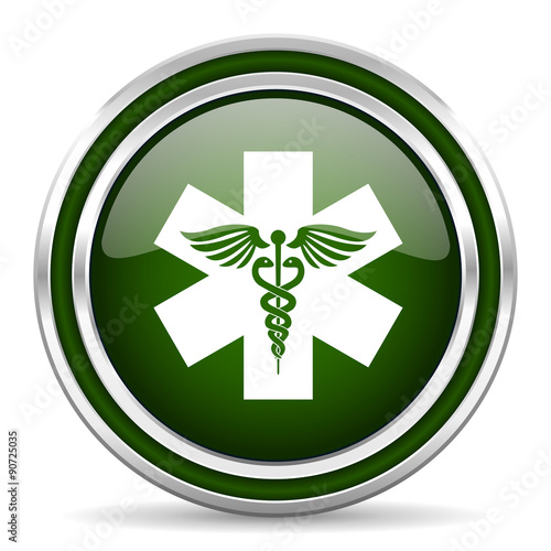 emergency green glossy web icon