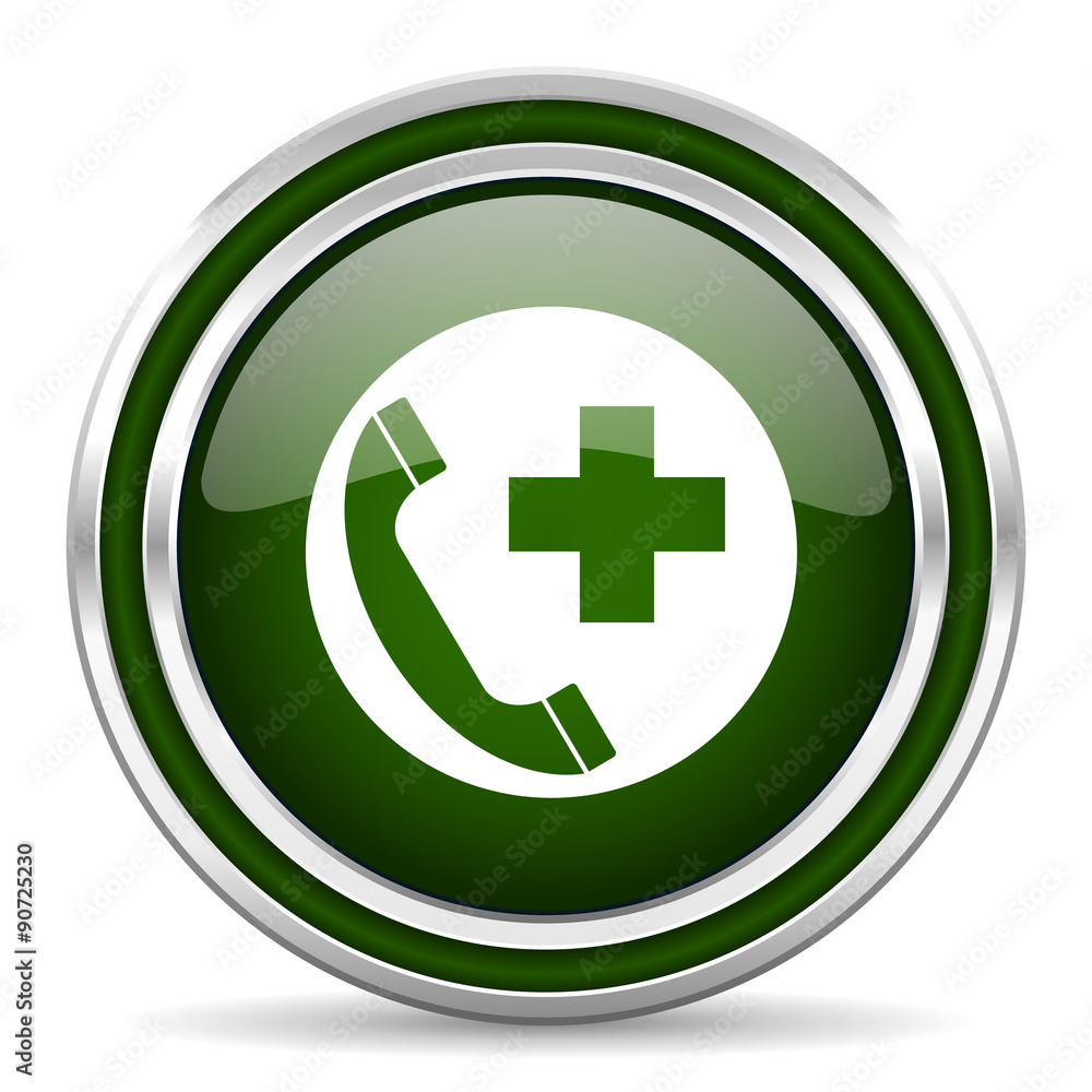 emergency call green glossy web icon emergency call green glossy web icon