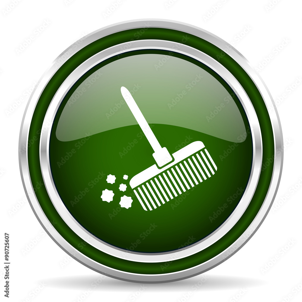 broom green glossy web icon broom green glossy web icon