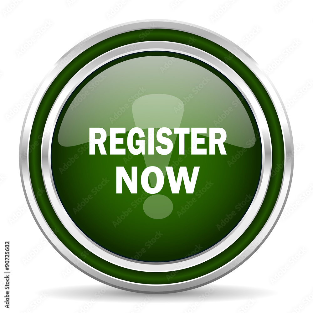 register now green glossy web icon