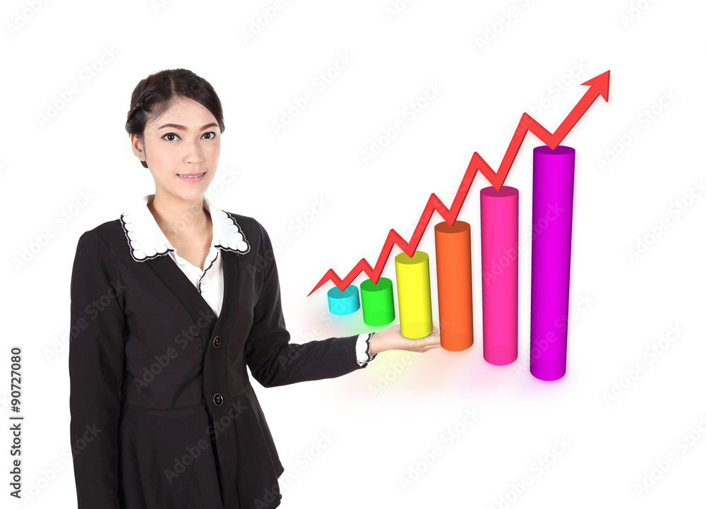 Business woman with business graph Business woman with business graph