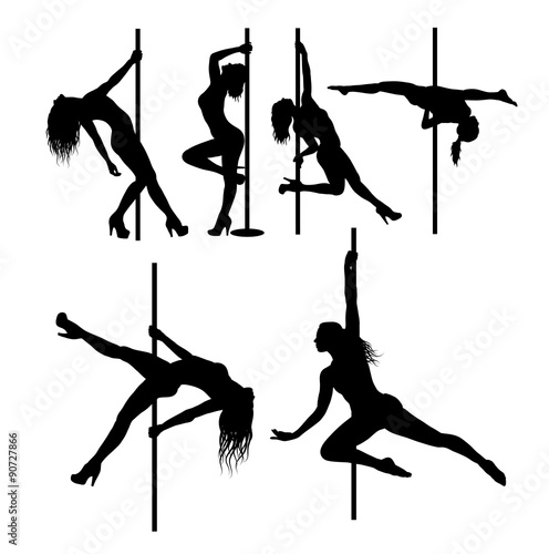 Pole dancer sexy female silhouettes