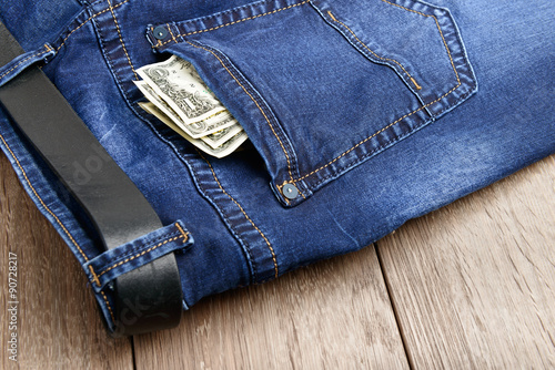 jeans pocket with money