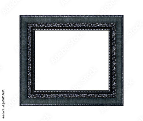 Old grey frame isolated on white background © littlestocker