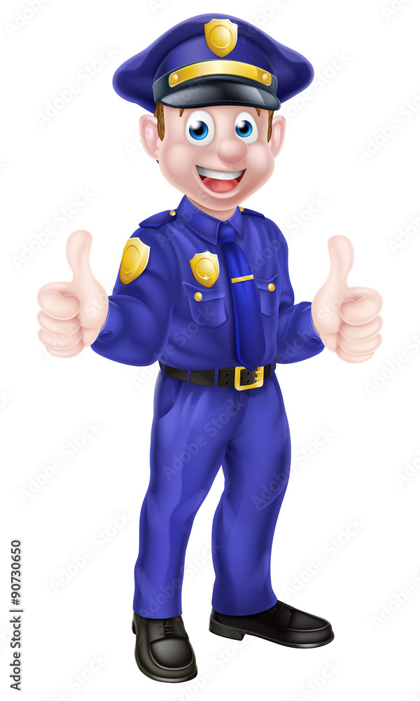 Cartoon Policeman Giving Thumbs Up