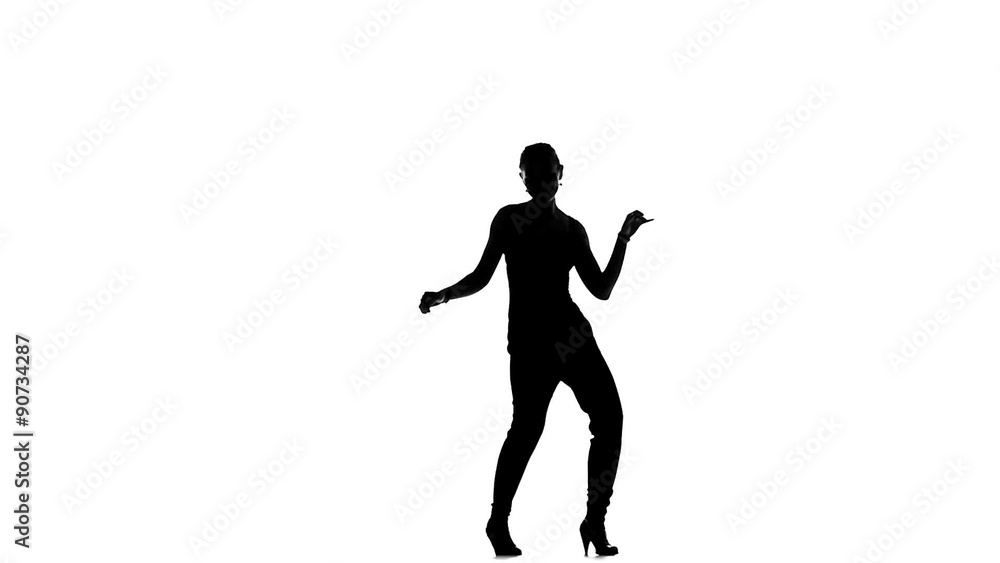 Young social latin dancer girl go on moving dancing, on white Young social latin dancer girl go on moving dancing, on white