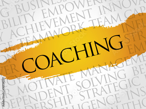 Coaching word cloud, business concept