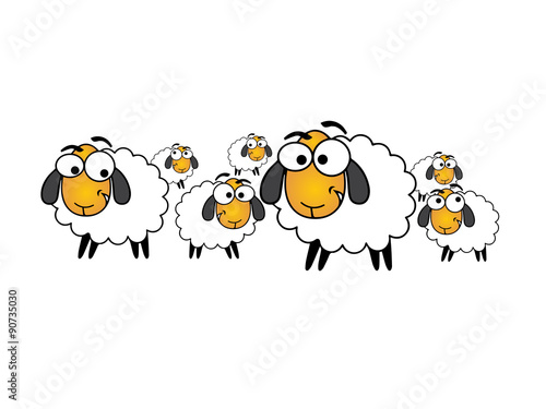 Tapeta vector cartoon sheep on white