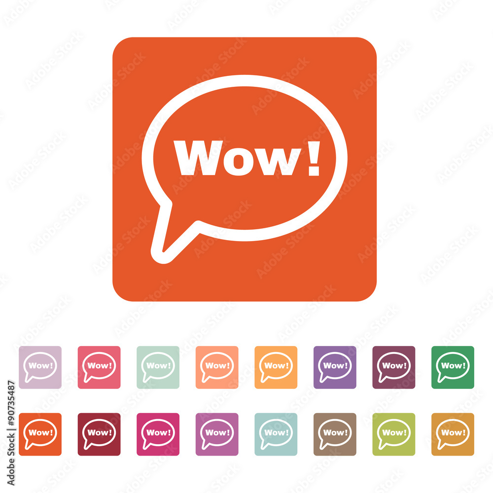 The speech bubble with the word wow icon. Internet and chat, online symbol. Flat The speech bubble with the word wow icon. Internet and chat, online symbol. Flat