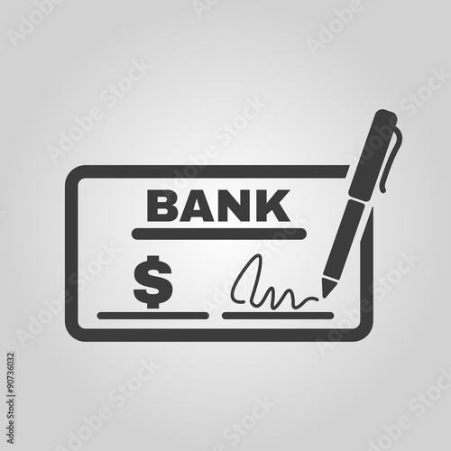 The check icon. Checkbook and cheque, pay, payment, paying symbol. Flat