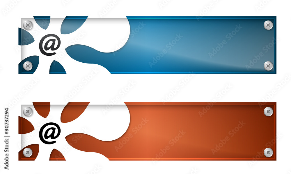 Set of two banners with email symbol and glass panel Set of two banners with email symbol and glass panel