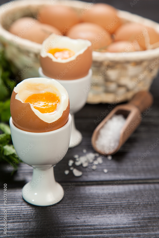 Boiled eggs on dark background Boiled eggs on dark background