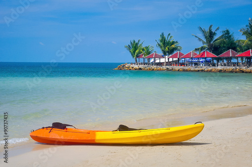 Kayak laid on beach