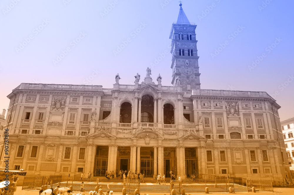 Naklejka premium Two-color postcard with view of Rome 