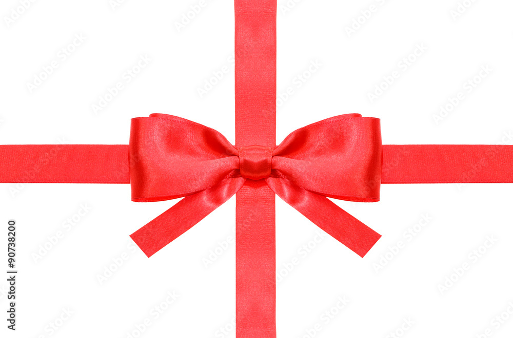 red bow with square cut ends on intersection red bow with square cut ends on intersection