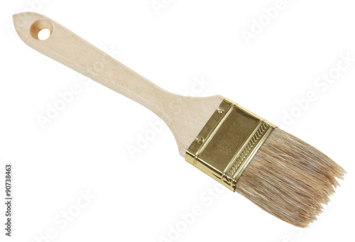 flat paint brush with wet tip isolated on white