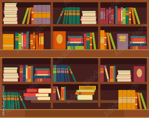 Vector bookcase flat illustration