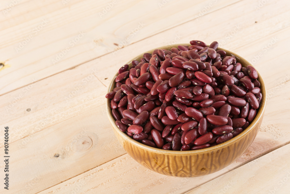 red  beans on wood background