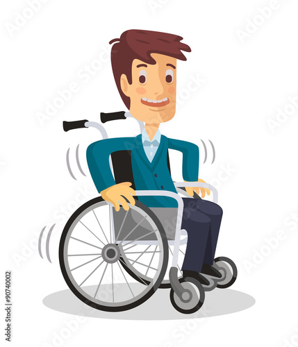 Man in wheelchair. Vector flat illustration
