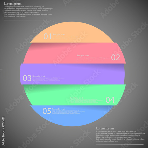 Dark illustration inforgraphic with ring divided to five parts