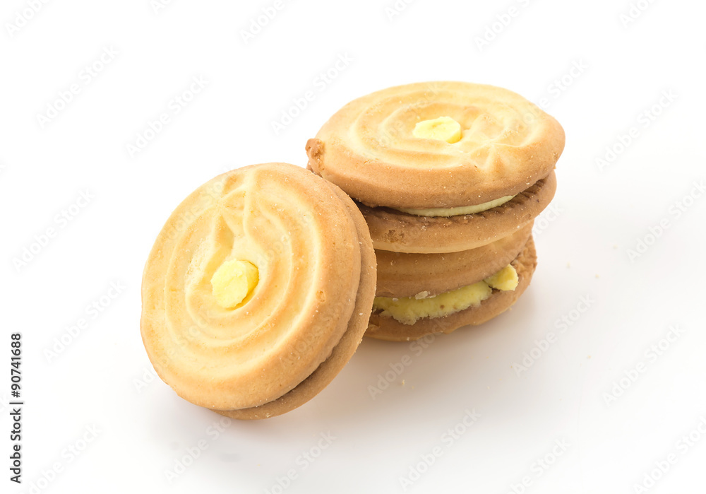 Fototapeta premium cookie biscuit with cream on white