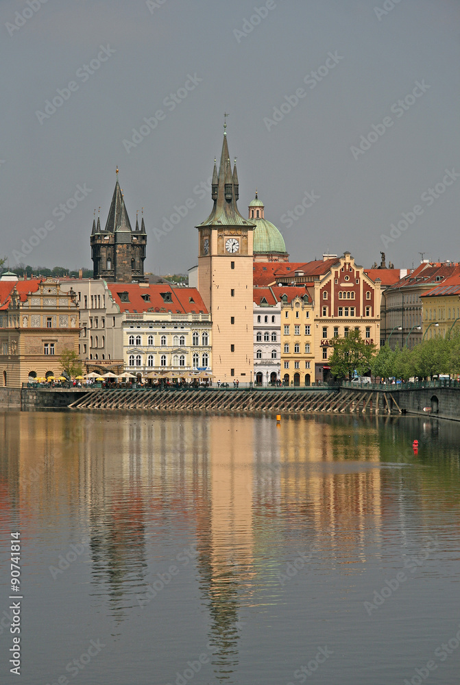 A view of the Vltava river and Smetana museum, Prague, Czech Republic