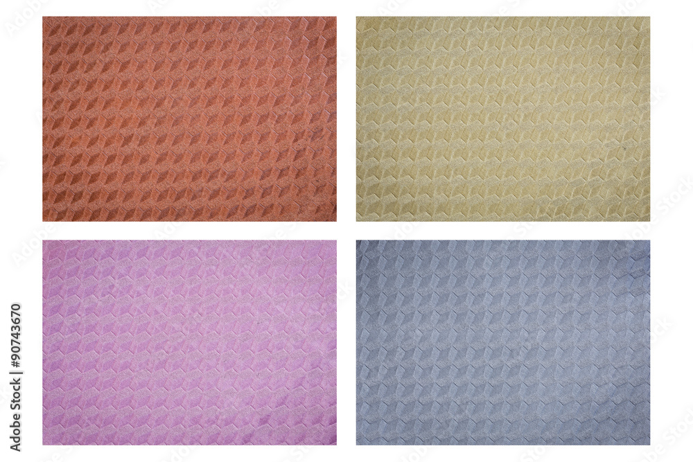 Fototapeta premium Set of colorful fabric texture isolated on white