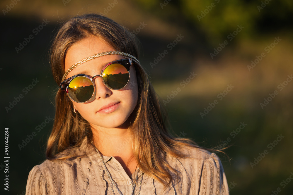 portrait of hippie girl in sunglasses portrait of hippie girl in sunglasses