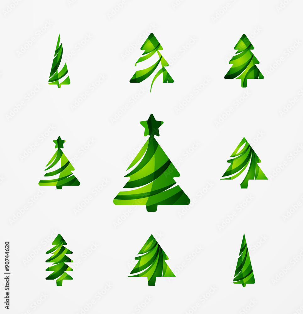 Set of abstract Christmas Tree Icons, business logo concepts Set of abstract Christmas Tree Icons, business logo concepts