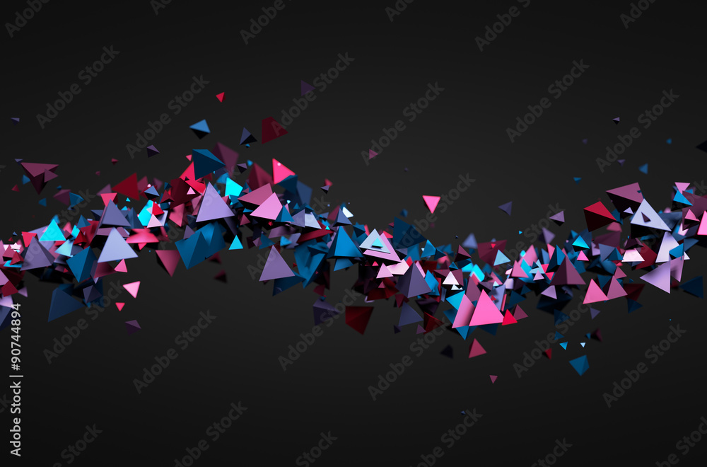 Abstract 3D Rendering of Flying Particles. - obrazy, fototapety, plakaty 
