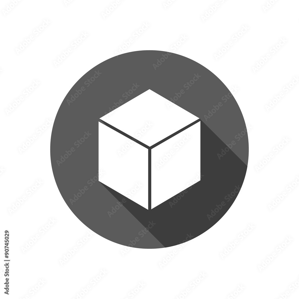 cube icon,long shadow cube icon,long shadow