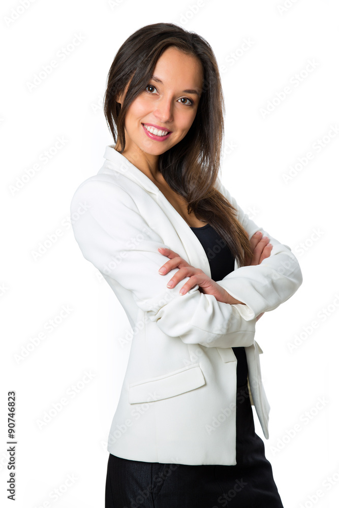 Smiling business woman, isolated on white background. crossed ar Smiling business woman, isolated on white background. crossed ar