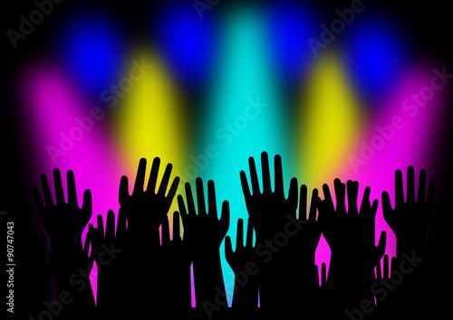 hands up at disco music concert