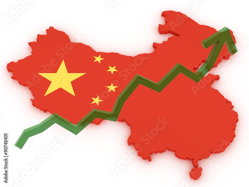 Wall Mural china 3d map stock markets up
