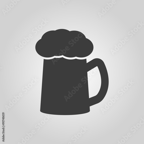 The glass of beer icon. Pub and kvass, alcohol, drink symbol. Flat