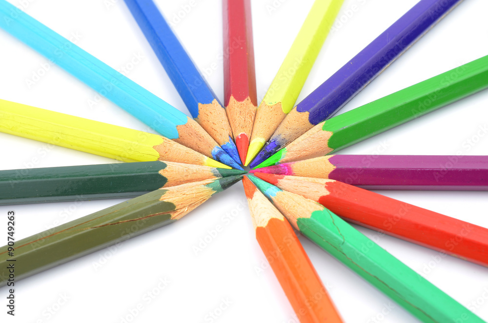 color pencils isolated on a white background.