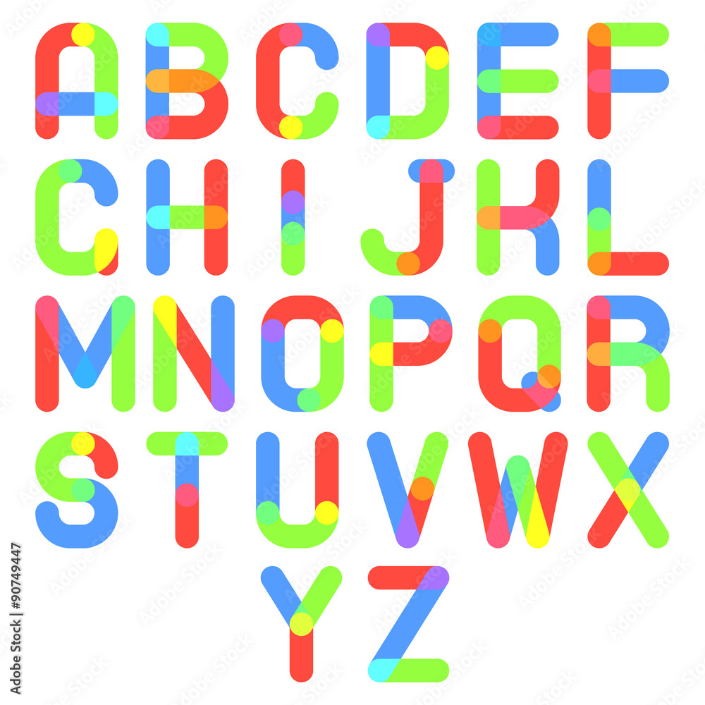 Fototapeta premium Round Font Alphabet A to Z Minimal Symbol Icon Vector