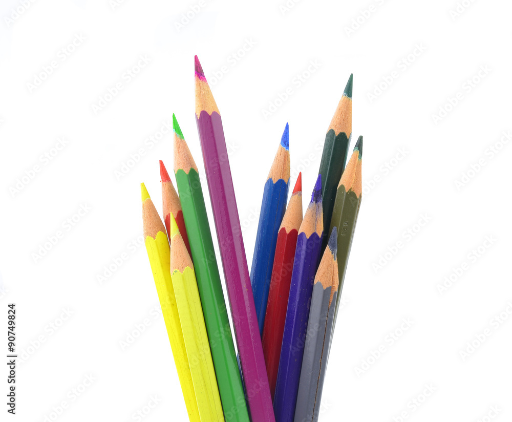 color pencils isolated on a white background.