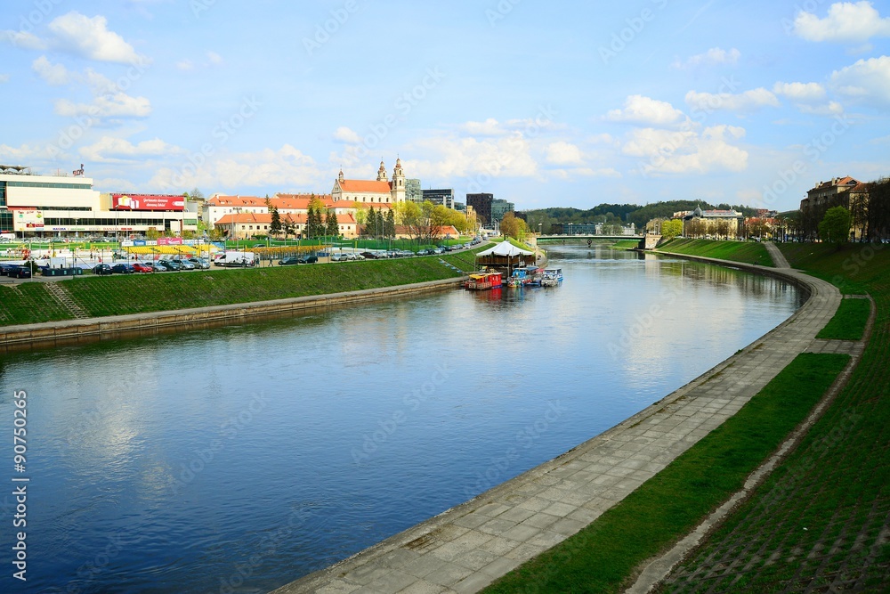 Fototapeta premium Vilnius city Neris river on spring time