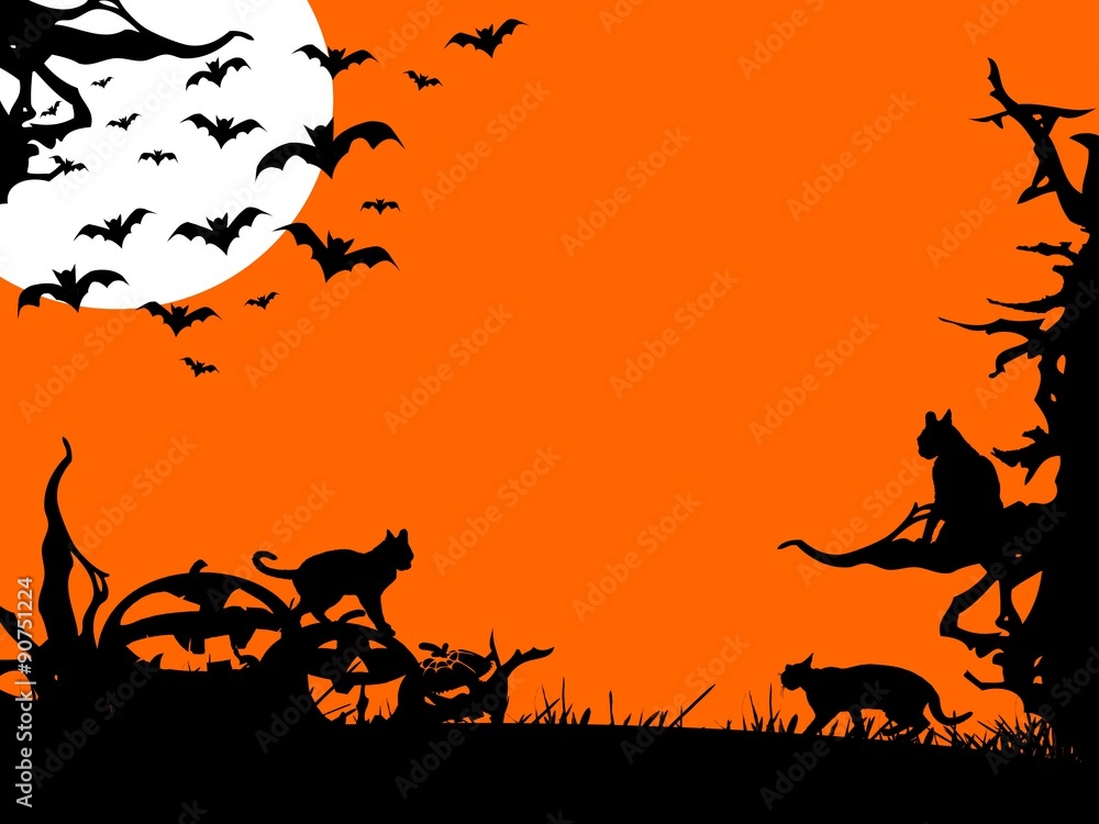 Halloween nigh - three color illustration